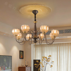 French Mid-Century Style Living Room Chandelier 2026 New American Retro High-End Glass Flower Lighting Fixture Main Light for the Hall