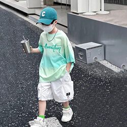 Children's Short-Sleeved T-Shirt, Pure Cotton, 2026 New Style, Boys' Summer Wear, Stylish and Trendy Gradient Top