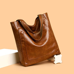 
New retro waxed leather simple versatile handbag commuter women's bag fashionable versatile shoulder bag handbag tote