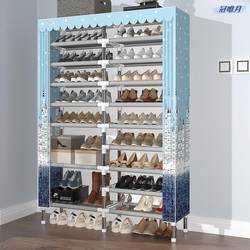Simple Shoe Rack for Home Entrance, Space-Saving, Economical, Dust-Proof Cloth Shoe Cabinet, Steel Pipe Storage Rack, Multi-Functional Shoe Rack