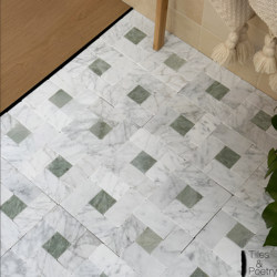 Mediterranean Wabi-Sabi Style Light Emerald Green Return Pure Stone Mosaic Floor Tiles Small Square Tiles Kitchen Bathroom Balcony