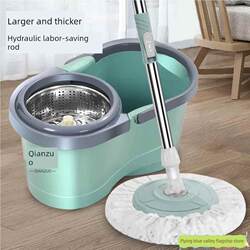 Thickened Mop Bucket with Rotating Stainless Steel Wringer, Household Mop, Hands-Free Washing, Dual-Use for Dry and Wet, Lazy Mop Bucket