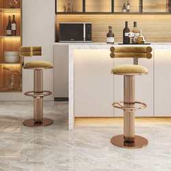 Nordic light luxury stainless steel rotating bar chair front desk bar chair home backrest high chair cafe stool