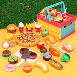 Newkey Children's Toys Fruit and Vegetable Cutting Play Set Realistic Pretend Play Educational Kitchen Set for Girls and Boys