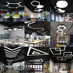 Hair Salon Artistic Hollow Round Chandelier Office Hexagonal Lamp Corridor Strip Light Wood Grain Decorative Lighting