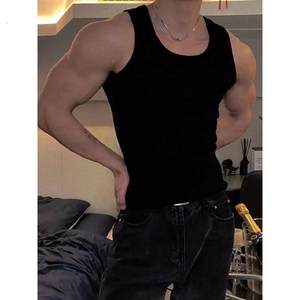 Men's summer vest heavy cotton thick threaded fitness sporty sporty sport, slim work
