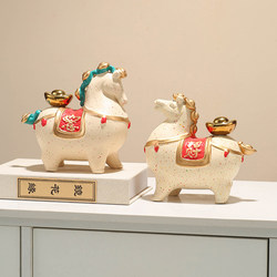 New Chinese-Style Ceramic Fortune-Attracting Ornament for Office, Living Room, Desktop, High-End Home Decoration, Opening Ceremony