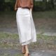 Solid color mid-length 2025 original hemp color literary irregular splicing skirt linen commuter slit A-line skirt summer