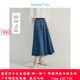 Inman French A-line denim skirt 2025 spring women's new elastic high-waist simple and versatile casual umbrella skirt
