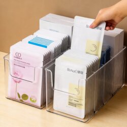 Facial Mask Storage Box, Acrylic Large-Capacity Dressing Table Cosmetics Storage Rack, Desktop Skin Care Product Compartmentalized Organizer Basket