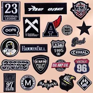 
Self-adhesive cloth patch down pants ripped patch black badge embroidery patch decorative children's markless repair clothes