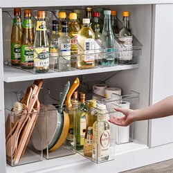 Kitchen storage artifact pot lid storage rack transparent plastic pot storage rack roller cabinet storage box