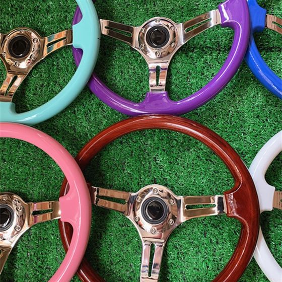 
Car modified steering wheel Beidou Star Alto Wuling Poussin mahogany color high gloss bright surface inch steering wheel