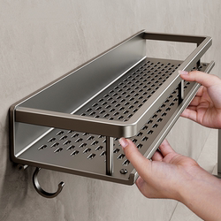 Bathroom Storage Rack, Punch-Free Wall-Mounted Towel Rack, Toilet Washbasin, Shower Room Wall Storage Rack