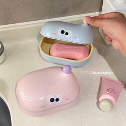 【Hot-Selling New Arrival】Cute and Stylish Soap Dish with Creative Lid, Double-Layer Drainage, Portable for Student Dormitories J