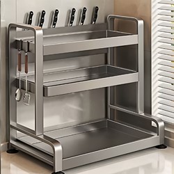 German Imported Thickened Carbon Steel Kitchen Storage Rack, No-Drill Spice Rack, Multifunctional Countertop Organizer