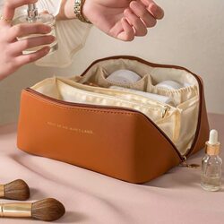 Pu High-End Pillow Bag Multi-Layer Makeup Bag Storage Travel Toiletry Bag Thickened Makeup Storage Bag Storage Pouch