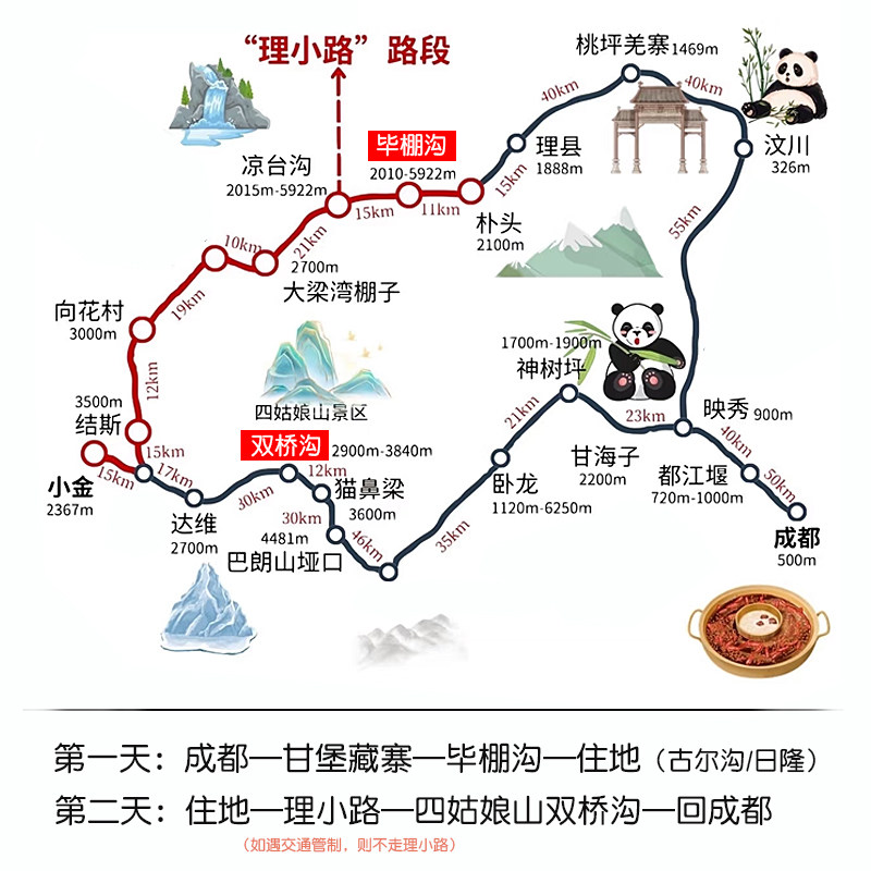 私家团·四姑娘山2日游毕棚沟双桥沟冰雪川西跟团游2-8人团二日游