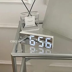 ins Silent Digital Electronic Clock Alarm Clock Luminous Mirror Student Desktop Smart Simple Multi-Function Clock Desktop