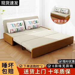 Folding Sofa Bed, Dual-Purpose, Small Apartment Living Room and Bedroom, Simple Multi-Functional Storage Steel Frame Pull-Out Retractable Bed