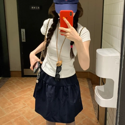 Ook Studios Japanese-Style Casual Elastic Waist Short Skirt for Women 2026 Spring/Summer New Versatile Slimming Sports Skirt