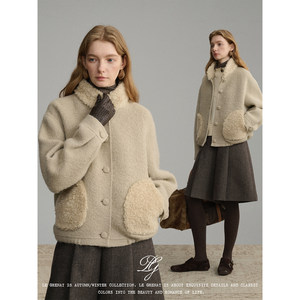 Le Grenat winter women's wool collar double-sided alpaca wool blended wool short coat coat