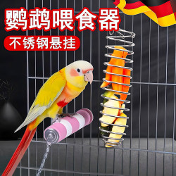Bird Feeder Stainless Steel Fruit and Vegetable Basket Hanging Toy Parrot Feeding Gadget Bird Cage Accessories Supplies