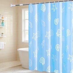 Shower Curtain Bathroom Polyester Fabric Waterproof and Non-Permeable No-Drill Set Bathroom Curtain Door Curtain Partition Curtain Dry and Wet Separation