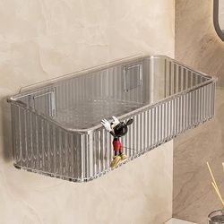 Bathroom Storage Rack, Bathroom Toilet Washroom No-Drill Wall-Mounted Washstand Wall Cosmetics Storage Shelf