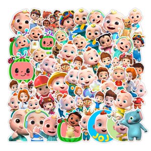 
100 photos cocomelon jojo cute cute kids English early education children reward suitcase mobile phone waterproof decorative stickers doodle cartoon flat skateboard animation iPad without glue