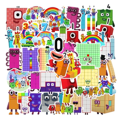 45 Cartoon Number Blocks Children's Educational English Learning Stickers Student Rewards Laptop Suitcase Guitar Refrigerator Power Bank Water Bottle Photo Frame Skateboard