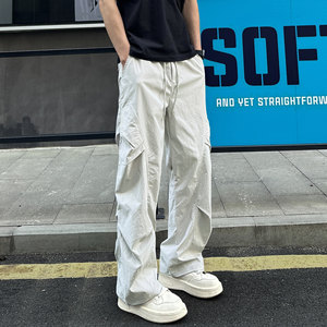 
QUALCOMM pleated trendy straight casual pants for men and women new summer loose outdoor workwear quick-drying trousers