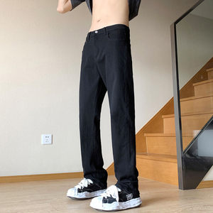 
QUALCOMM high street little black pants vibe jeans men's spring and autumn trendy elastic casual straight long pants