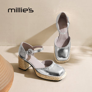 
MILLIE'S/Millie casual Roman style braided high-heeled Mary Jane shoes 2026 summer new fashion sandals