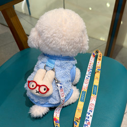 Dog Pet Clothes for Small Dogs Like Teddy, Bichon, Pomeranian, and Kittens, Winter Fleece-Lined Vest with Leash Attachment