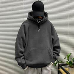 Jumaton Fleece-Lined Hooded Sweatshirt for Men, Autumn and Winter 2025 New Style, Loose Fit, Long-Sleeved, Trendy and Versatile Hoodie