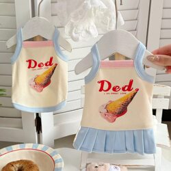 Dog and Cat Clothes, Summer Thin Style, Small Size Dogs and Puppies, Cute Printed Anti-Shedding Sun Protection Camisole