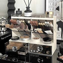 Makeup Brush Storage Box, Drawer-Type Dressing Table Cosmetics, Lipstick, Eye Shadow, Skin Care Product Storage Rack, Desktop Storage Tube
