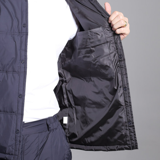Middle -aged and elderly men's down jackets Inner bile sets of winter daddy and old man thickened warm and warm inner two -piece cotton pants jacket