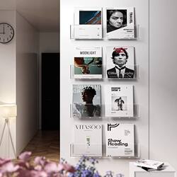 Acrylic Magazine Rack Wall-Mounted Book Wall Transparent Decorative Book and Newspaper Display Rack Wall-Mounted Bookshelf Behind the Door