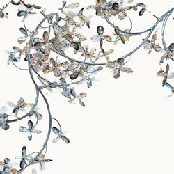 Flowers, crystal branches, decorative chandelier, light luxury restaurant, creative personality, art, living room, duplex villa, stairs, light fixtures
