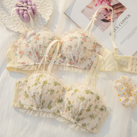 
French Japanese bra for women, strapless, non-slip, pure desire, adjustable, flat-chested, small-breasted push-up bra for girls