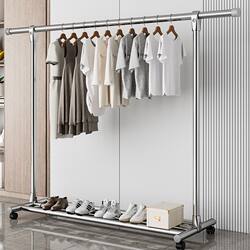 Stainless Steel Clothes Drying Rack Single-Pole Floor-Standing Indoor Household Clothes Drying Rod Balcony Clothes Rack Bedroom Clothes Hanger
