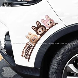 Labubu Car Stickers, Wheel Arch Stickers, Scratch Cover, Electric Vehicle Waterproof Creative Body Decoration Stickers