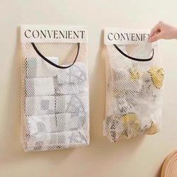Wall-Mounted Kitchen Garbage Bag Storage Organizer, Large-Capacity Storage Bag for Plastic Bags, Magic Tape Mesh Bag