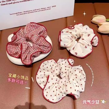 2025 new red children's large intestine ring does not hurt hair girl's hair rope girl tie bun head high elastic hair ring