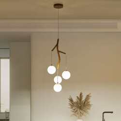 Japanese wabiji wind branch chandelier with Zen style new Chinese style LOFT small duplex apartment stairwell with empty sloping roof Internet celebrity