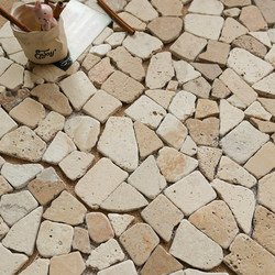 Beige Mixed Color Crushed Stone Mosaic Wabi-Sabi Style Guesthouse Courtyard Garden Shop Storefront Wall Non-Slip Floor Tiles