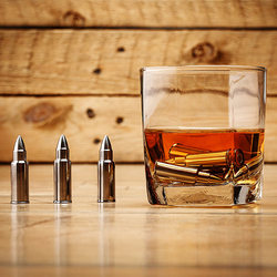 Creative bullet style 304 stainless steel ice cubes quick-frozen ice grains ice wine drinks whiskey with box bar barware