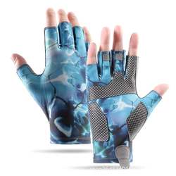 Fishing gloves for men and women, ice silk protective, light, breathable, non-slip sports lures, half-finger spring and summer outdoor fishing equipment